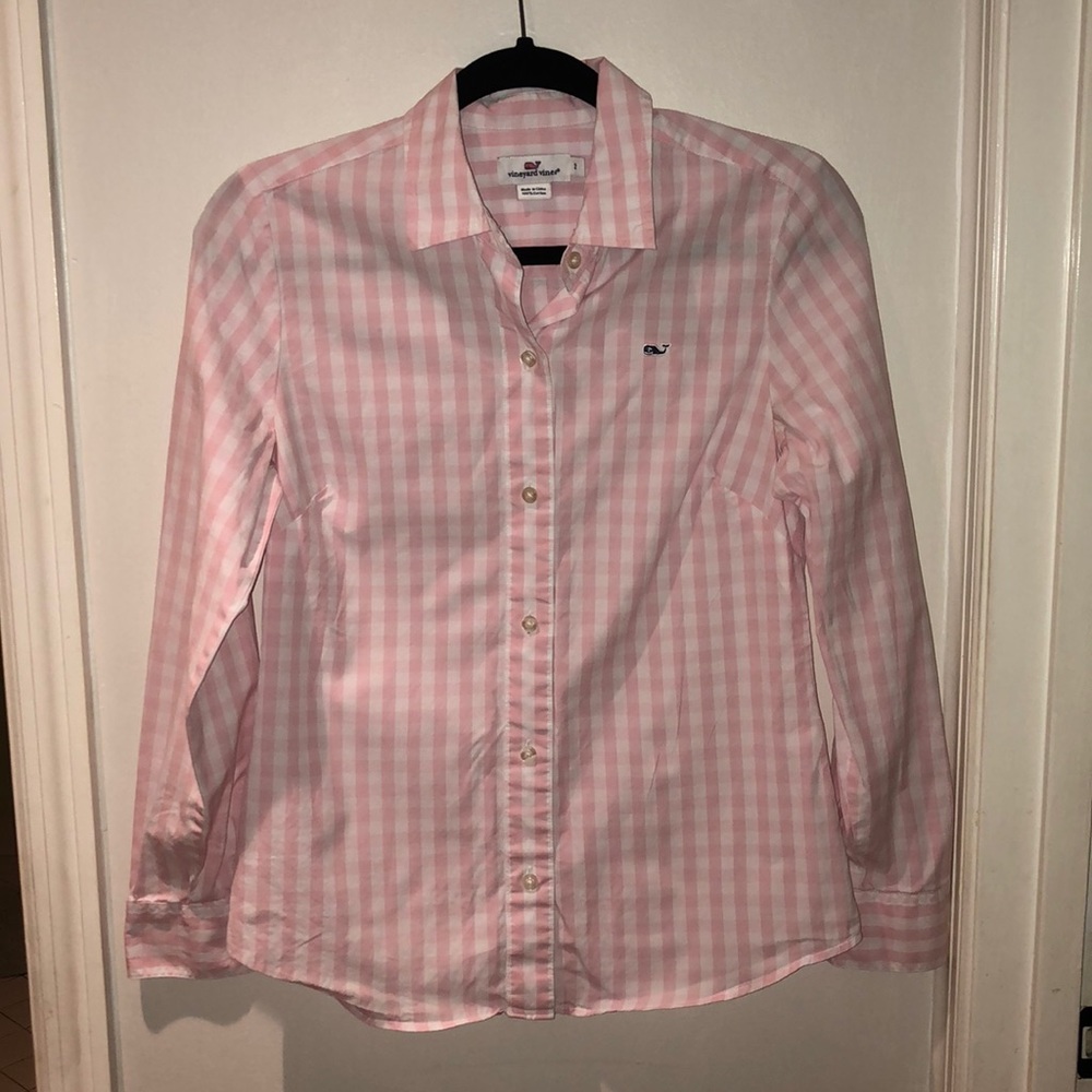NWOT Vineyard Vines Pink Gingham Button Down